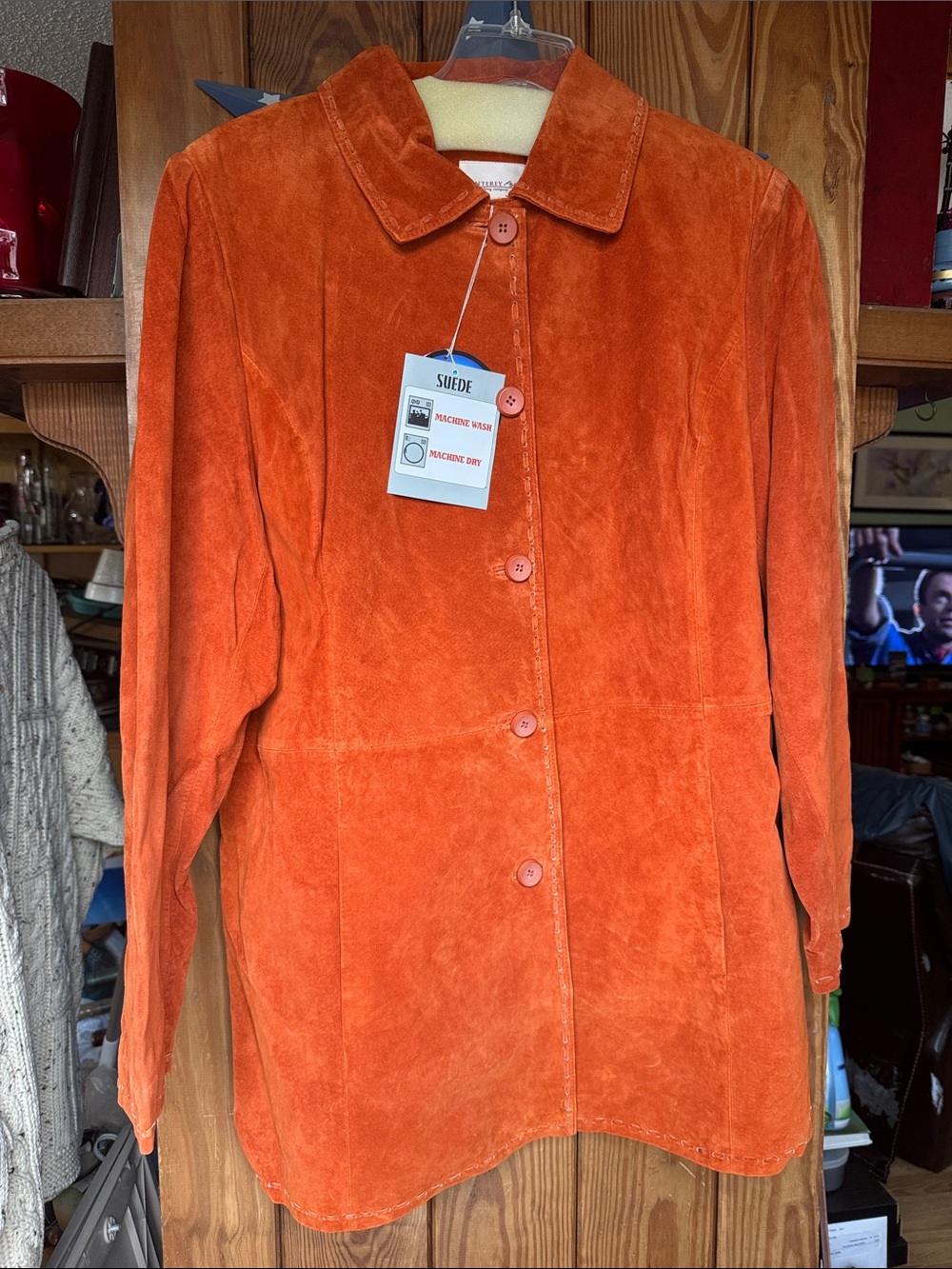 Monterey Bay Orange Suede Button-Front Jacket